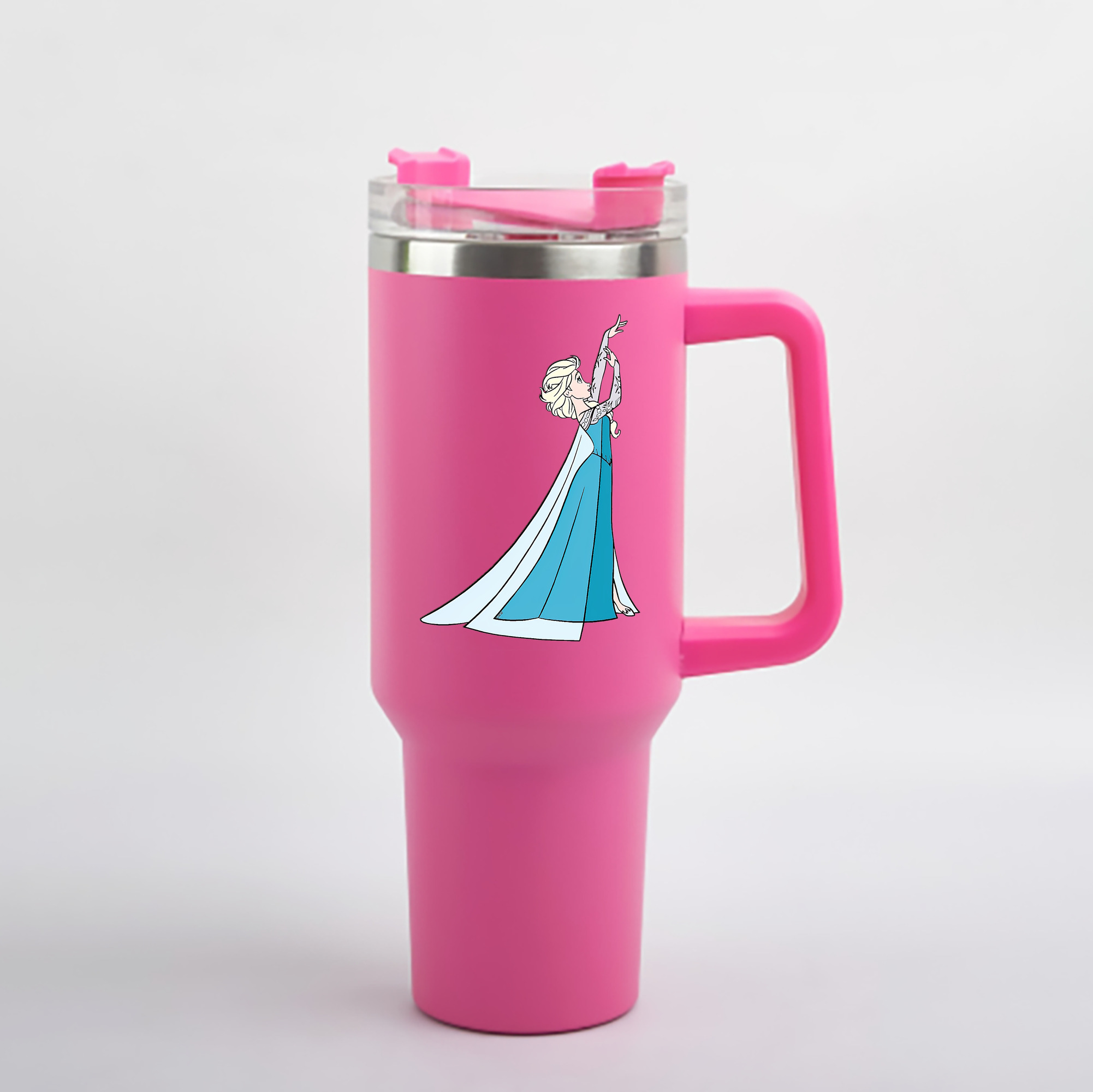 （画像用） アナと雪の女王 アンナ エルサ Frozen Anna Elsa 1200mL車用タンブラー - クリスタルステッカー（プラスチックストロー付き）